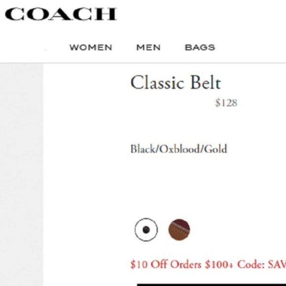 NWOT Coach Classic Belt